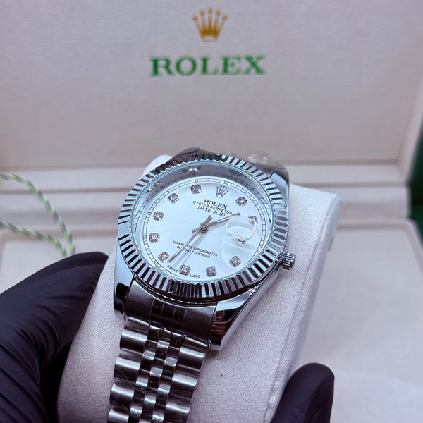 Rolex automatic movement silver with white dial