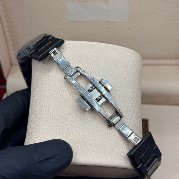 Black Aura stain less steel black with marble dial