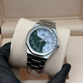 Aura satin less steel silver with marble dial